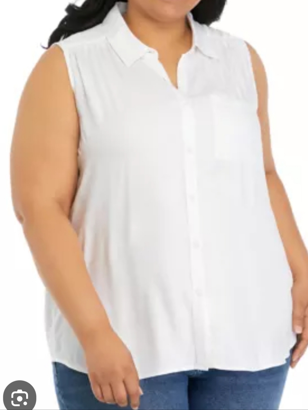 Workshop Republic Clothing White Plus Size Button Down Sleeveless Top, Size 3X